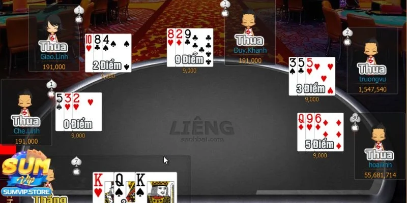 Các bàn chơi đa dạng với mức cược Liêng linh hoạt